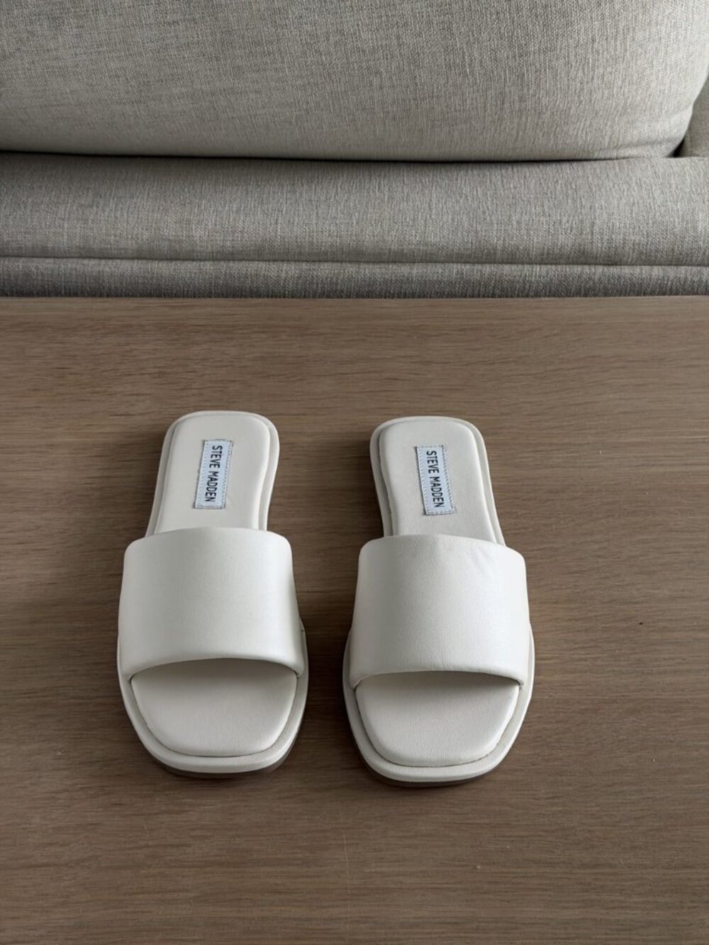 Steve Madden Clyde White Leather Slides Size 7.5